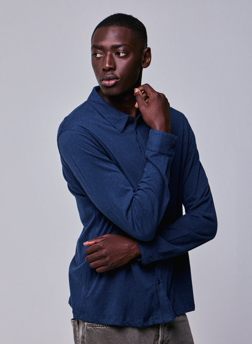 Blue Shirt Langarmshirt aus Bio-Baumwolle - MAJESTIC FILATURES