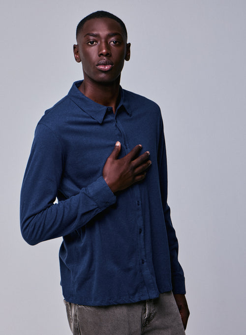 Blue Shirt Langarmshirt aus Bio-Baumwolle - MAJESTIC FILATURES