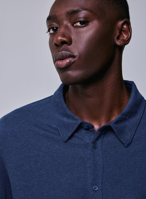 Blue Shirt Langarmshirt aus Bio-Baumwolle - MAJESTIC FILATURES