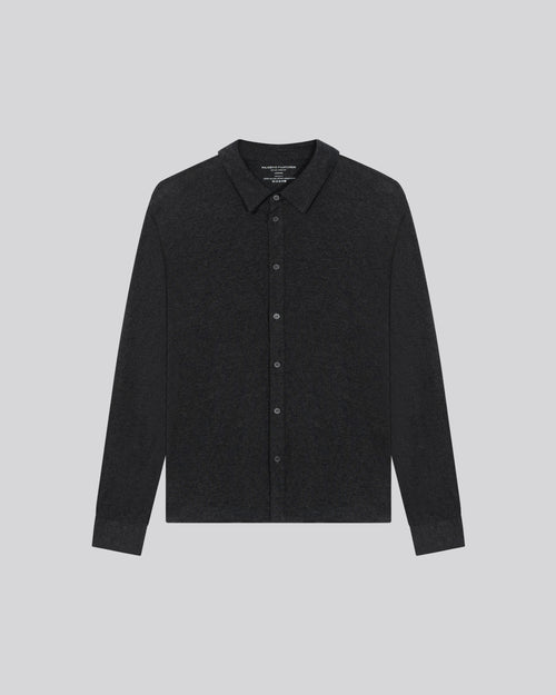 Camisa Negra Jaspeada Manga Larga en Algodón Deluxe - MAJESTIC FILATURES