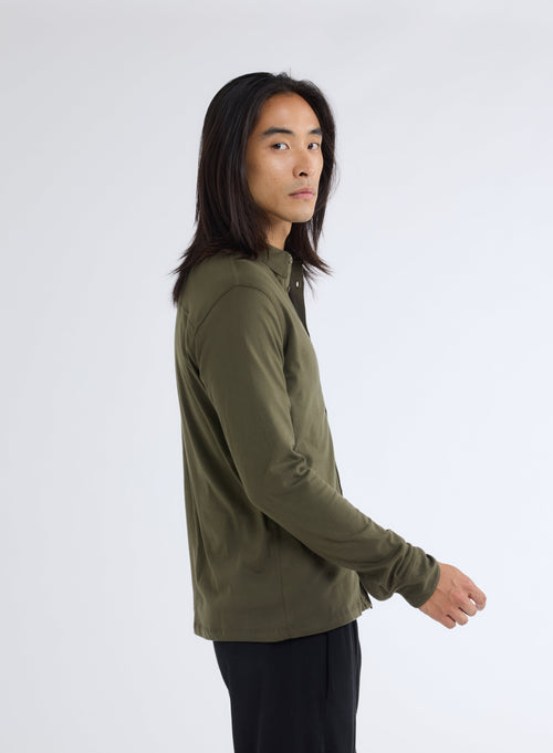 Green Long Sleeve Shirt in Deluxe Cotton - MAJESTIC FILATURES