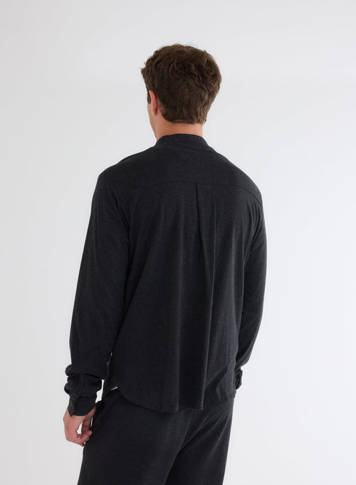 Black Long Sleeve Shirt in Deluxe Cotton - MAJESTIC FILATURES