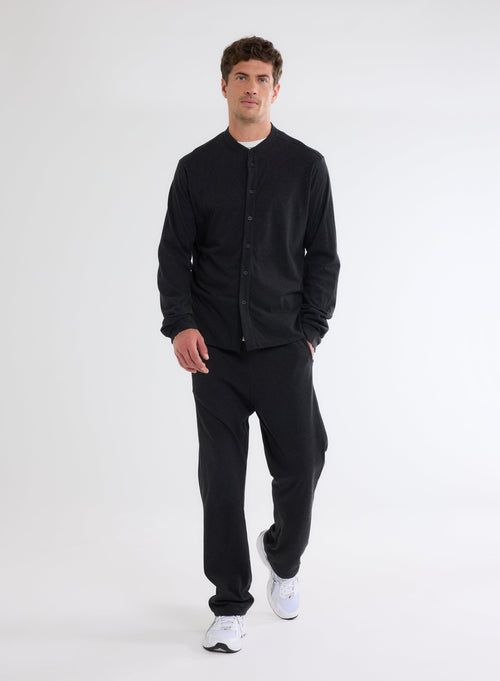 Black Long Sleeve Shirt in Deluxe Cotton - MAJESTIC FILATURES