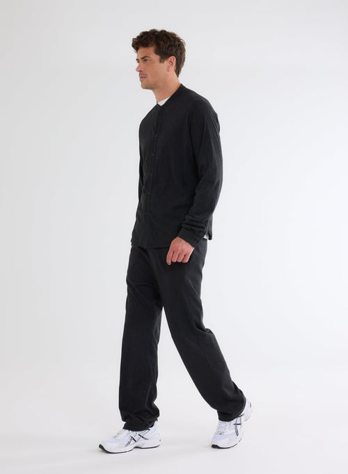 Black Long Sleeve Shirt in Deluxe Cotton - MAJESTIC FILATURES