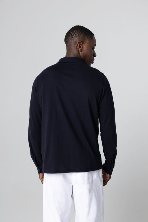 Chemise Marine Col Chemise Manches Longues en Coton Organique - MAJESTIC FILATURES