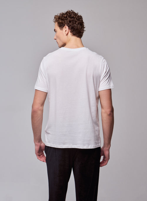 White Julien Short Sleeve Round Neck Deluxe Cotton T-Shirt - MAJESTIC FILATURES