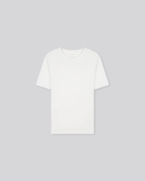 White Julien Short Sleeve Round Neck Deluxe Cotton T-Shirt - MAJESTIC FILATURES