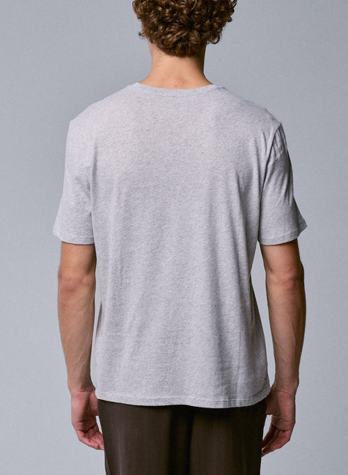 Julien Light Grey T-shirt Round Neck Short Sleeves in Deluxe Cotton - MAJESTIC FILATURES