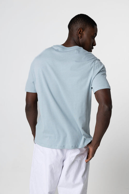 Camiseta Azul Claro de Cuello Redondo y Manga Corta en Algodón Orgánico - MAJESTIC FILATURES