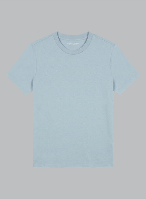 Camiseta Azul Claro de Cuello Redondo y Manga Corta en Algodón Orgánico - MAJESTIC FILATURES