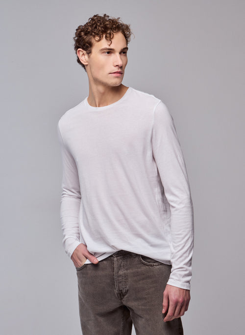 James T-Shirt Rundhalsausschnitt Langarm aus Deluxe-Baumwolle - MAJESTIC FILATURES