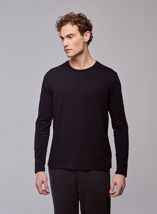 James Deluxe Cotton long sleeve round neck T-shirt - MAJESTIC FILATURES
