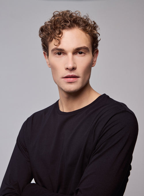 James T-Shirt Rundhalsausschnitt Langarm aus Deluxe-Baumwolle - MAJESTIC FILATURES