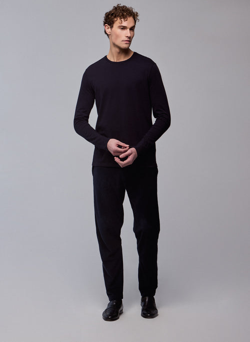T-shirt Marine James col rond manches longues en Deluxe Coton - MAJESTIC FILATURES