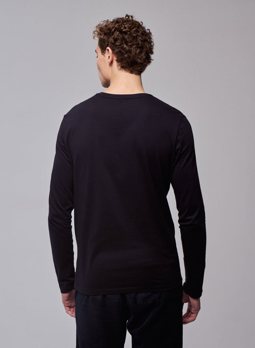 T-shirt Marine James col rond manches longues en Deluxe Coton - MAJESTIC FILATURES