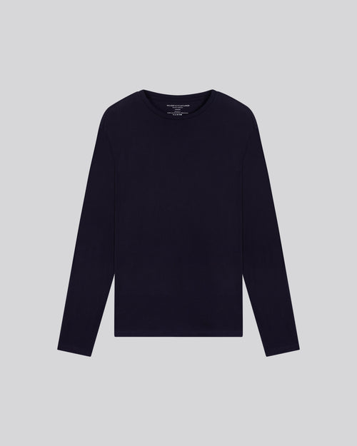T-shirt Marine James col rond manches longues en Deluxe Coton - MAJESTIC FILATURES