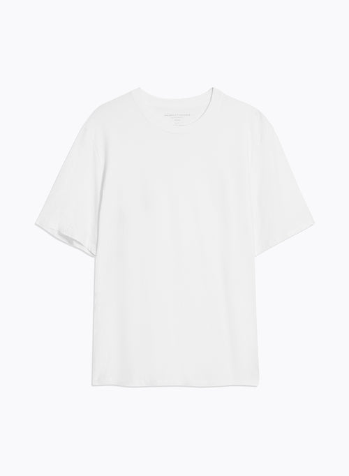 T-shirt Blanc Col Rond Manches Courtes en Deluxe Coton - MAJESTIC FILATURES