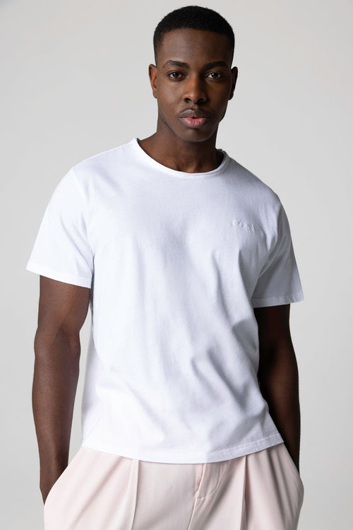 White Round-Neck Short-Sleeve Organic Cotton T-Shirt - MAJESTIC FILATURES