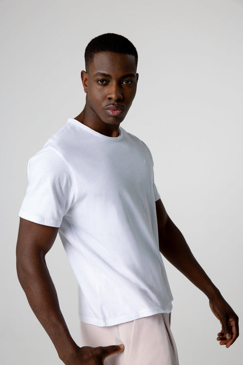 White Round-Neck Short-Sleeve Organic Cotton T-Shirt - MAJESTIC FILATURES