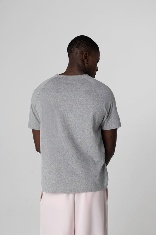 T-shirt Gris Col Rond Manches Courtes en Coton organique - MAJESTIC FILATURES