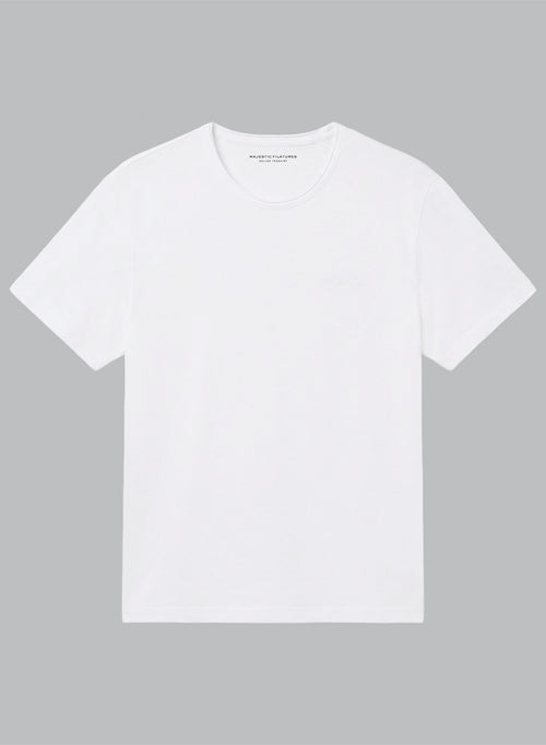 White Round-Neck Short-Sleeve Organic Cotton T-Shirt - MAJESTIC FILATURES