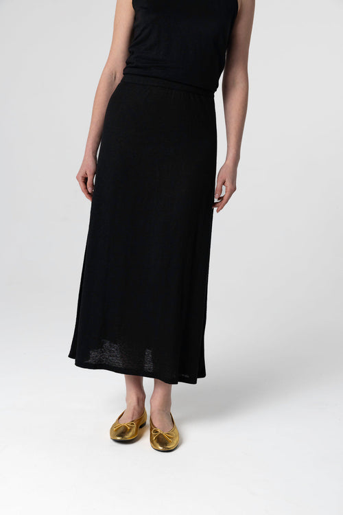 Jupe Noire en Lin / Elasthanne - MAJESTIC FILATURES