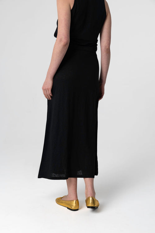 Jupe Noire en Lin / Elasthanne - MAJESTIC FILATURES