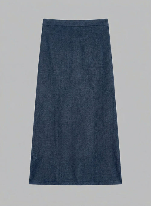 Dark Blue Linen / Elastane Skirt - MAJESTIC FILATURES
