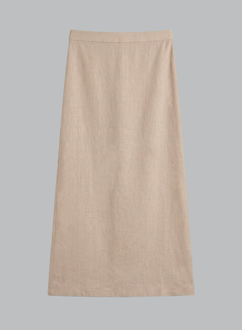 Falda beige de lino y elastano - MAJESTIC FILATURES