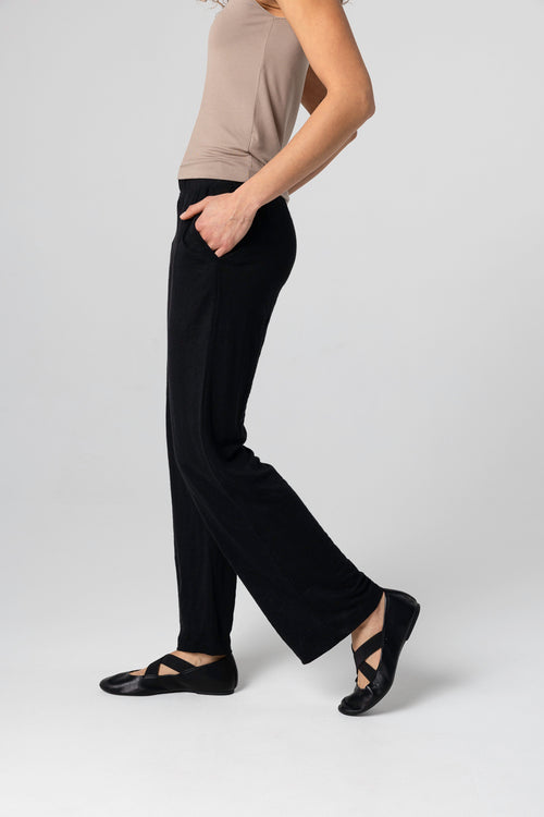 Hose aus Leinen/Elasthan in Schwarz - MAJESTIC FILATURES