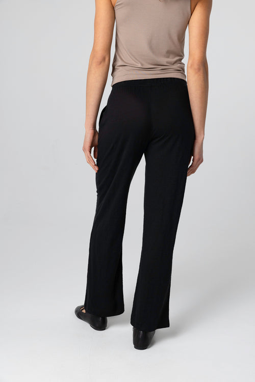 Hose aus Leinen/Elasthan in Schwarz - MAJESTIC FILATURES