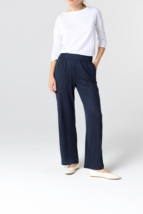 Pantalon Marine en Lin / Elasthanne - MAJESTIC FILATURES