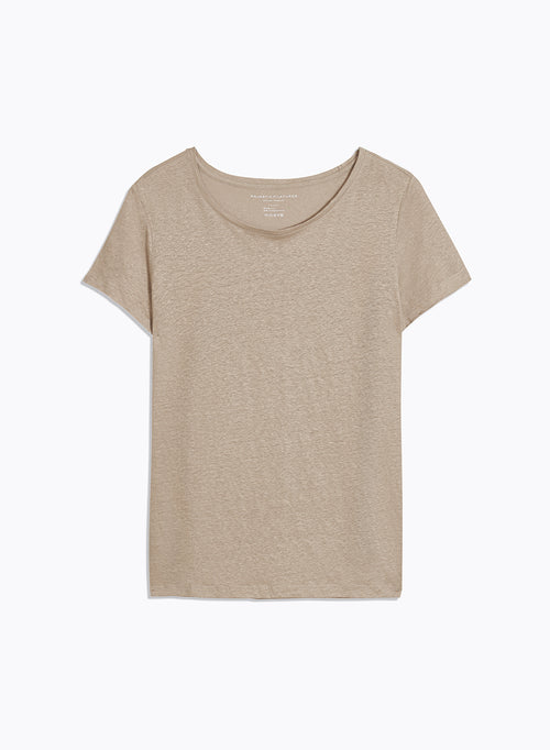 Beige T-shirt Round Neck Short Sleeve - MAJESTIC FILATURES