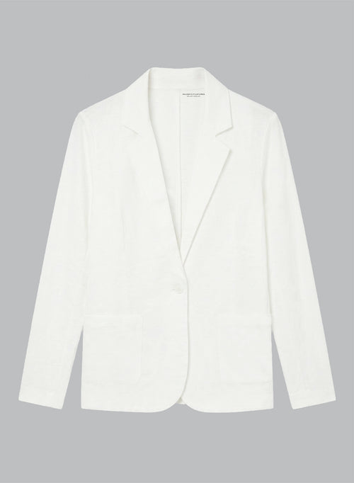 White Long Sleeve Linen and Elastane Jacket - MAJESTIC FILATURES