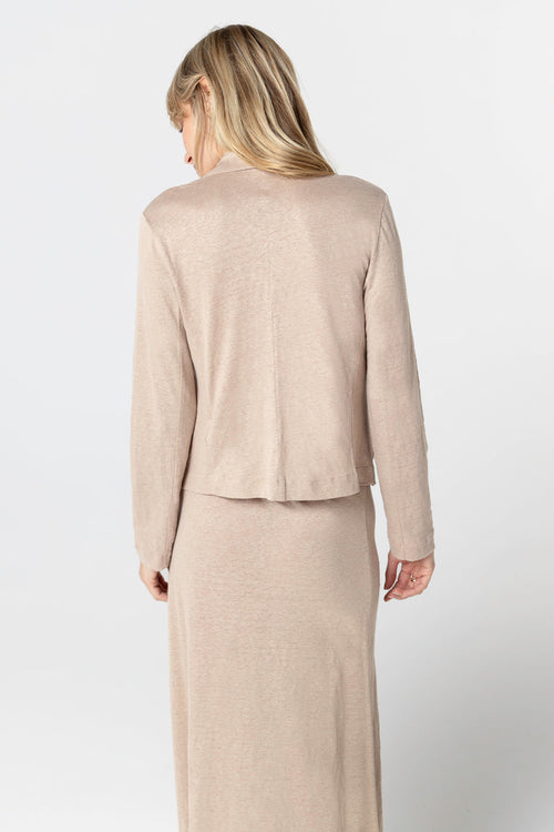 Langärmelige Jacke aus Leinen/Elasthan in Beige - MAJESTIC FILATURES