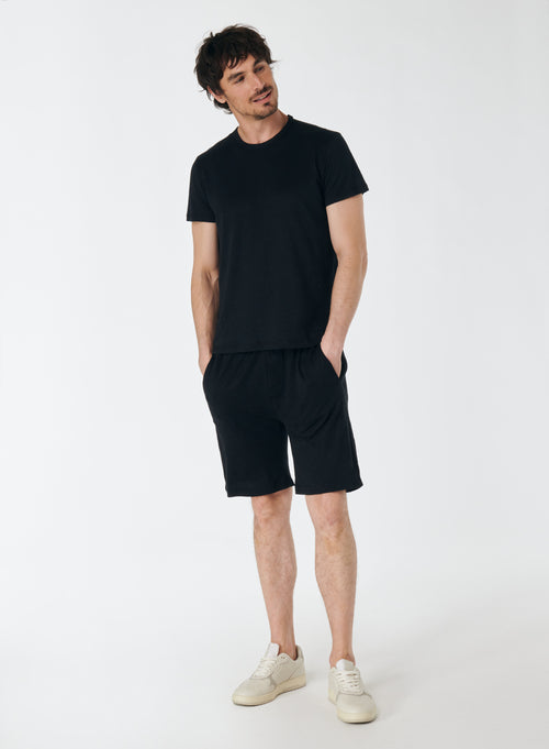 Short Noir en Lin / Elasthanne - MAJESTIC FILATURES
