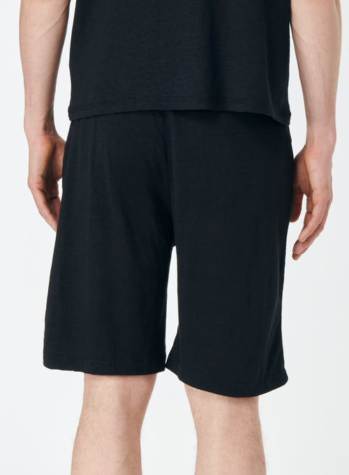 Short Noir en Lin / Elasthanne - MAJESTIC FILATURES