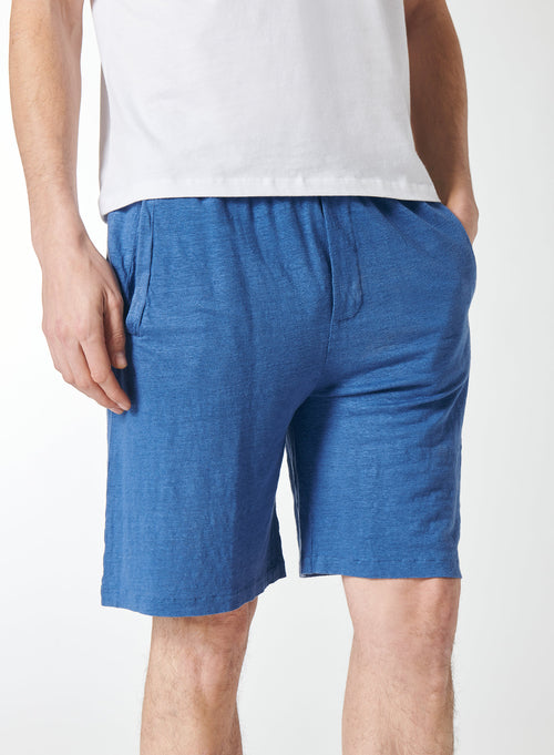 Blaue Shorts aus Leinen / Elasthan - MAJESTIC FILATURES