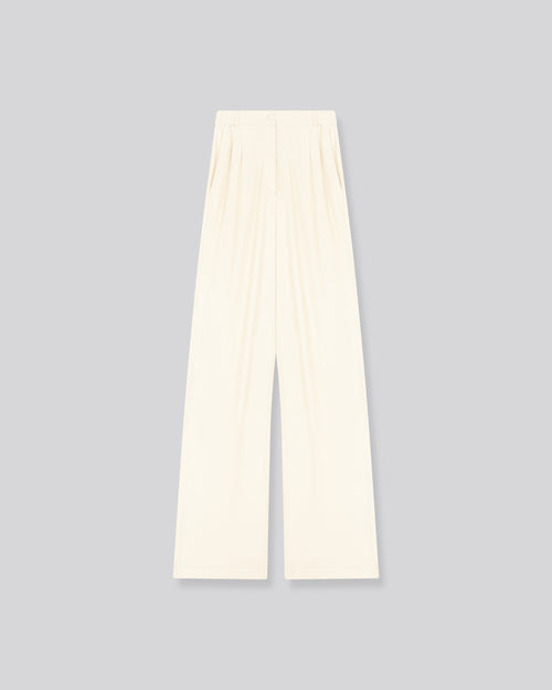White Viscose/Elastane Pants - MAJESTIC FILATURES