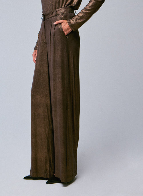 Brown Viscose/Elastane Pants - MAJESTIC FILATURES