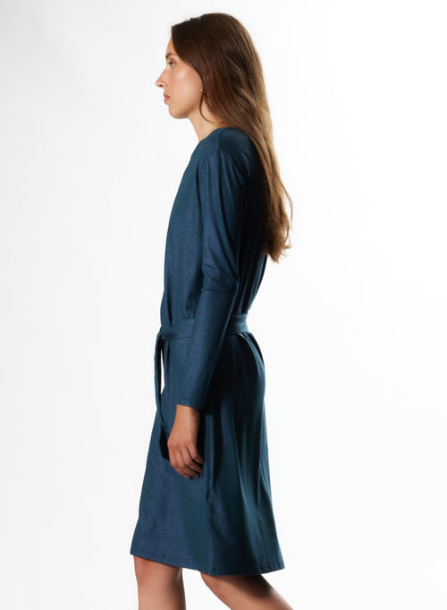 Langärmeliges Kleid mit U-Boot-Ausschnitt aus Viskose und Elasthan - MAJESTIC FILATURES