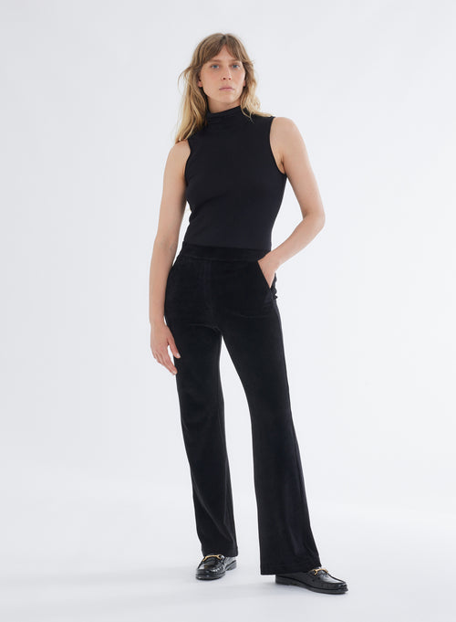 Pantalon Noir en Coton organique, Modal et Elasthanne - MAJESTIC FILATURES