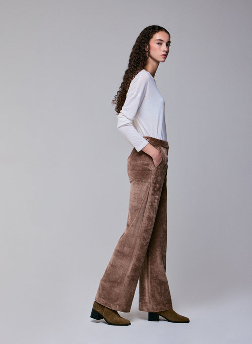 Pantalon Beige en Coton Organique / Modal / Elasthanne - MAJESTIC FILATURES