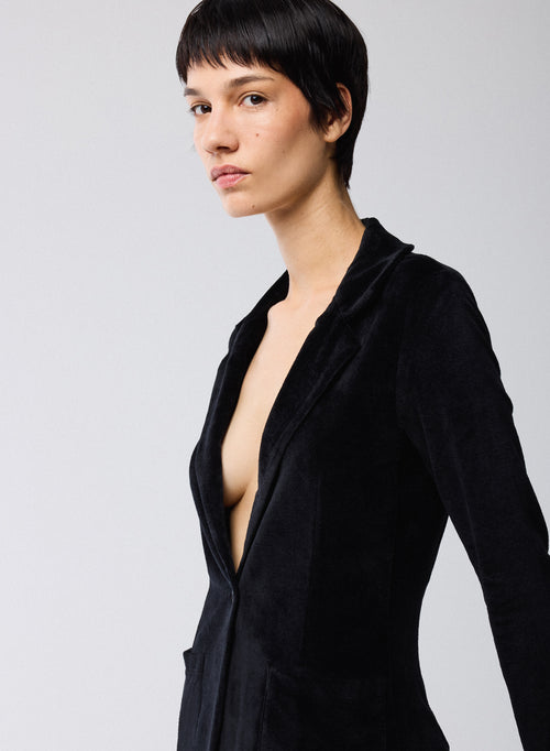 Veste Noir Manches Longues en Coton Organique / Modal / Elasthanne - MAJESTIC FILATURES