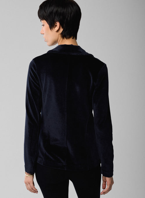 Long-sleeved Navy Jacket in Organic Cotton / Modal / Elastane - MAJESTIC FILATURES