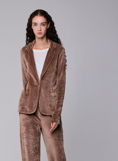 Beige Jacket Long Sleeve Jacket in Organic Cotton / Modal / Elastane - MAJESTIC FILATURES