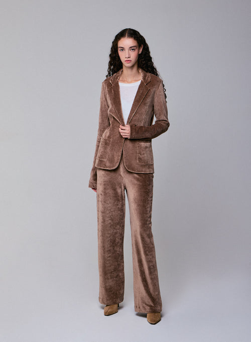 Beige Jacket Long Sleeve Jacket in Organic Cotton / Modal / Elastane - MAJESTIC FILATURES