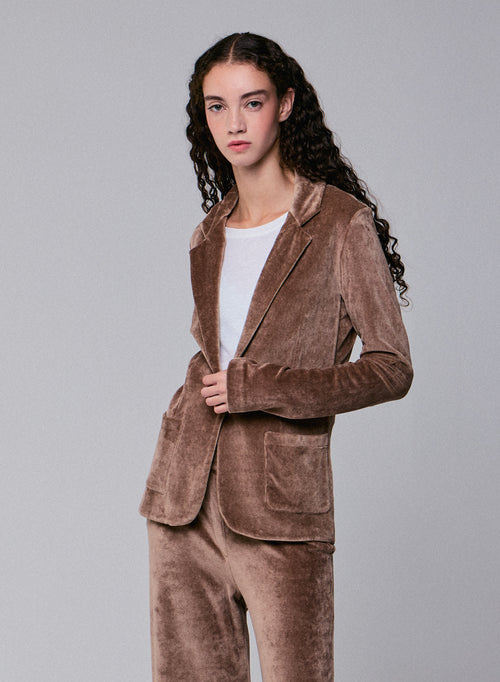 Beige Jacket Long Sleeve Jacket in Organic Cotton / Modal / Elastane - MAJESTIC FILATURES