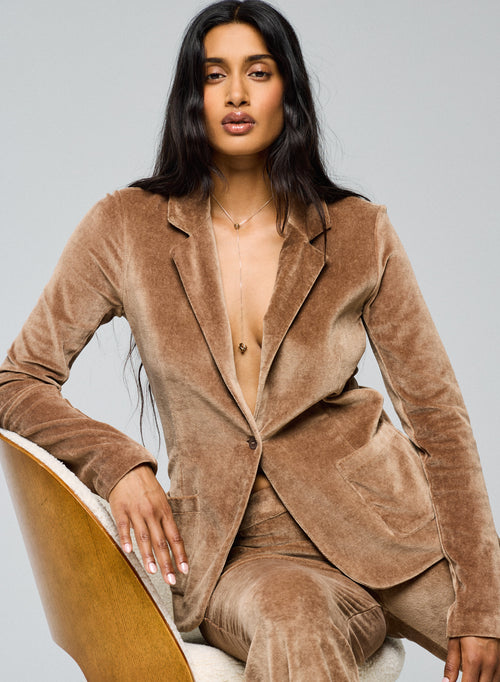 Beige Jacket Long Sleeve Jacket in Organic Cotton / Modal / Elastane - MAJESTIC FILATURES