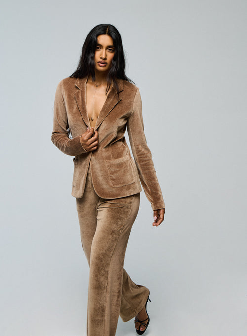 Beige Jacket Long Sleeve Jacket in Organic Cotton / Modal / Elastane - MAJESTIC FILATURES